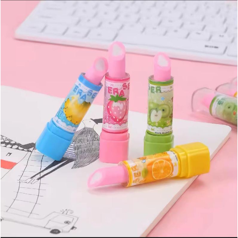 

Penghapus Model Lipstik Karakter Buah Random / Penghapus Pensil Eraser Buah Warna Warni Lucu