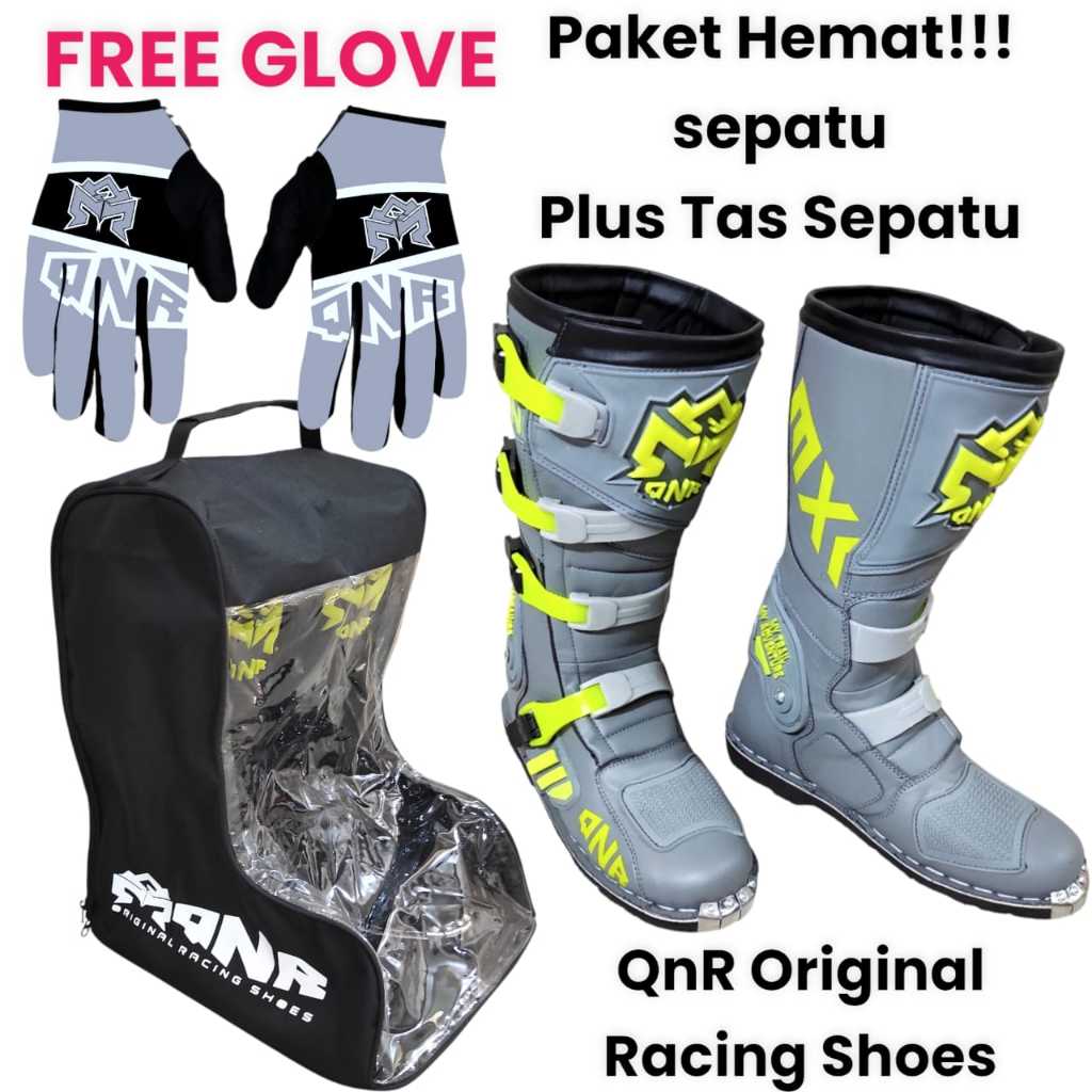 PAKET HEMAT  SEPATU CROSS GREY FLOU QNR ORIGINAL  PLUS TAS JINGJING SEPATU BONUS SARUNG TANGAN PRODU