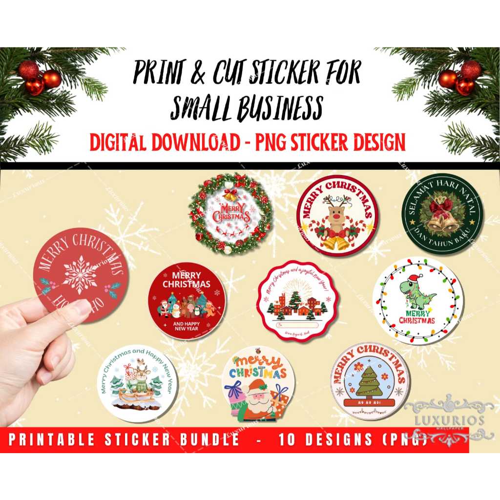

[20pcs] Sticker Natal, Stiker Ucapan Christmas Print n Cut (Bisa Mix)