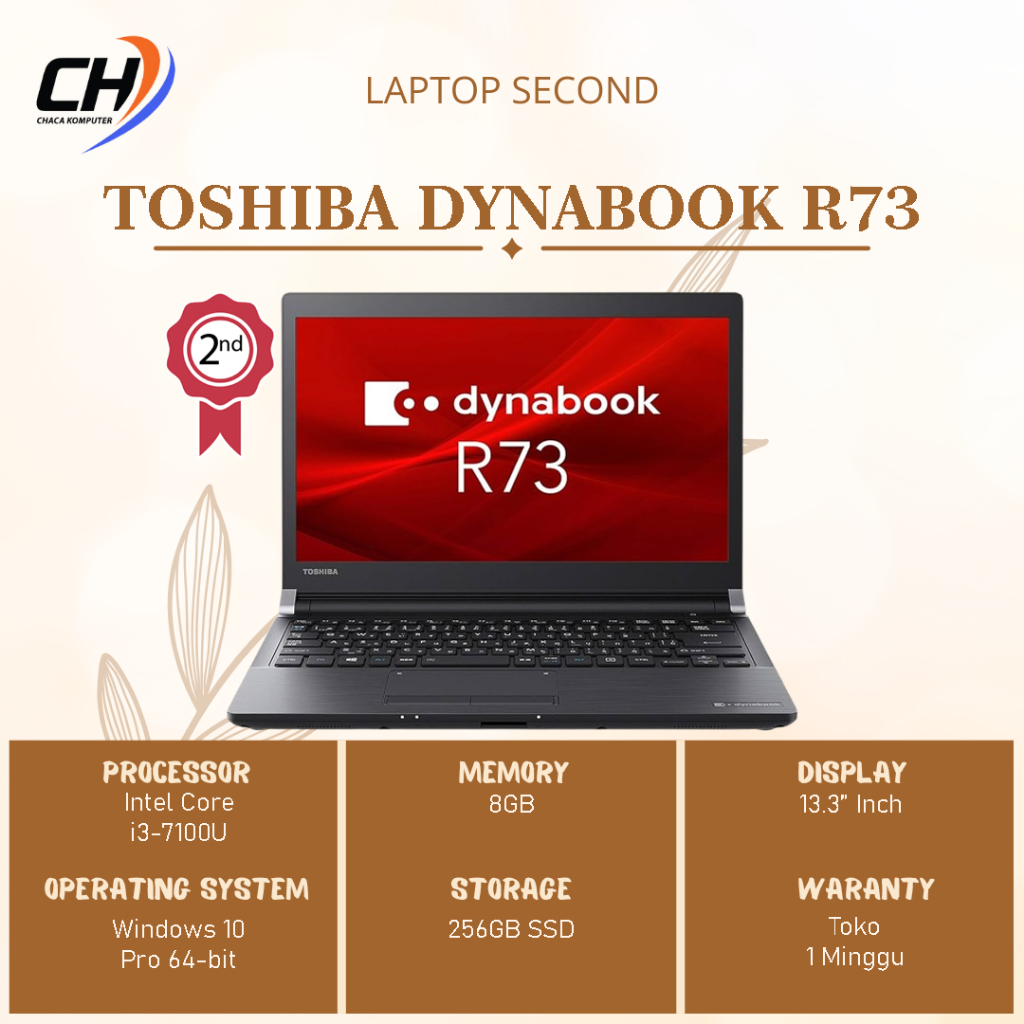 Laptop Toshiba Dynabook R73 Second - RAM 8GB SSD 256GB