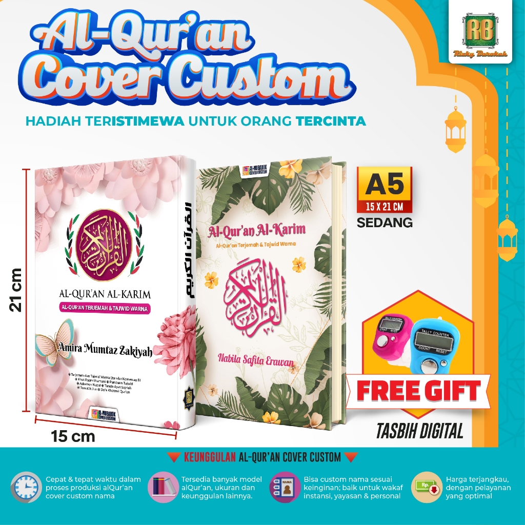 [FREE CUSTOM NAMA] Mushaf Alquran Quran Qur An Alkuran Couple Hafalan Tajwid Warna Terjemah Gratis C