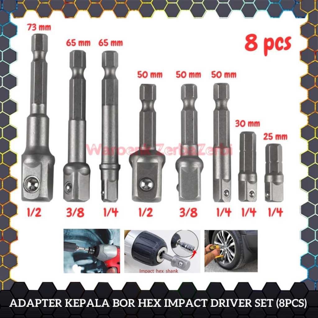 SAMBUNGAN ADAPTOR ADAPTER KUNCI SHOCK SOCKET SOKET SOK SOCK CONVERTER KONVERTER KEPALA MATA BOR HEX 