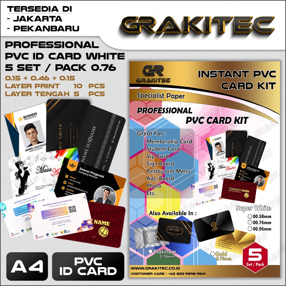 

KODE KDMBM PVC ID Card A4 PREMIUM Kertas PVC ID Card Super White 7696 ISI 5 SET Support Epson Canon HP Brother Grakitec