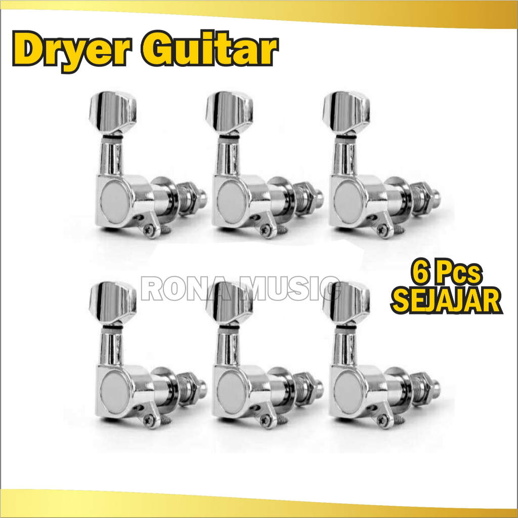 Dryer Grover Gitar Elektrik Listrik sejajar / Puteran Gitar 6 pcs Sejajar