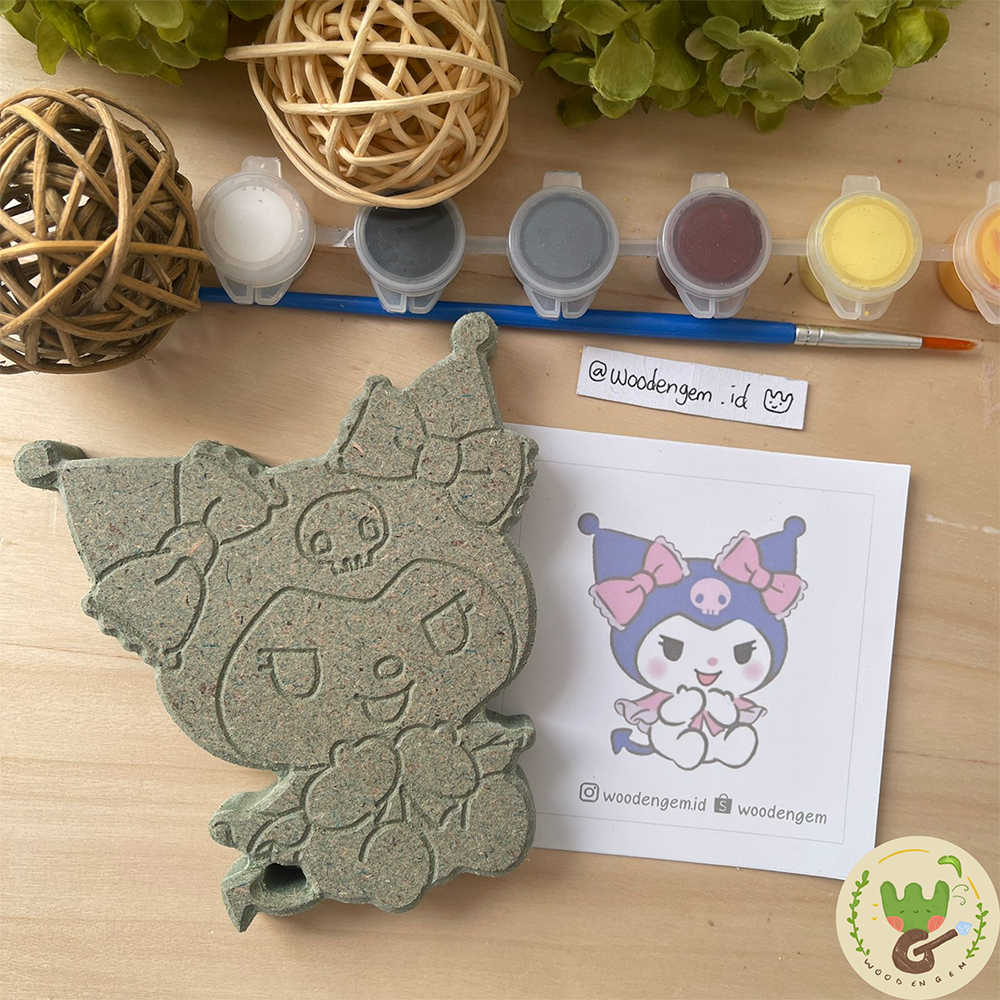 

DIY Wood Painting Kit Mewarnai Melukis Kayu Souvenir Hampers Anak Lucu Karakter Kuromi Pita Sanrio