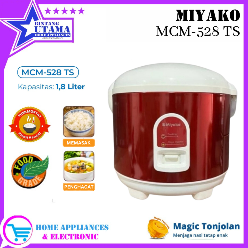 (COD) MAGIC COM / RICE COOKER MIYAKO MCM 528 TS / MCM528 TS / MCM-528TS [1,8 LITER] [TERMURAH] SILVE