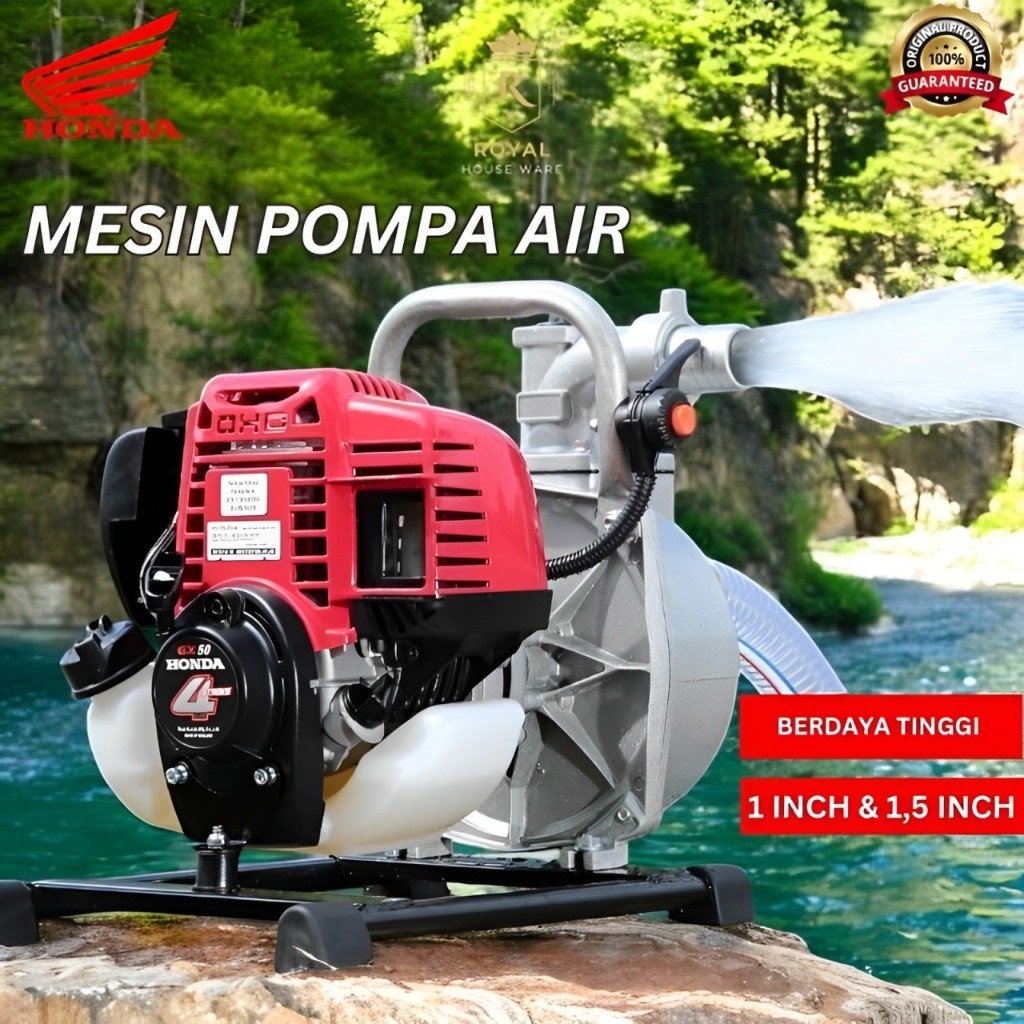 HONDA Mesin Pompa Air Sawah Irigasi Empang Water Pump 1 & 1.5 Inch Mesin Pompa Air Bensin Outdoors