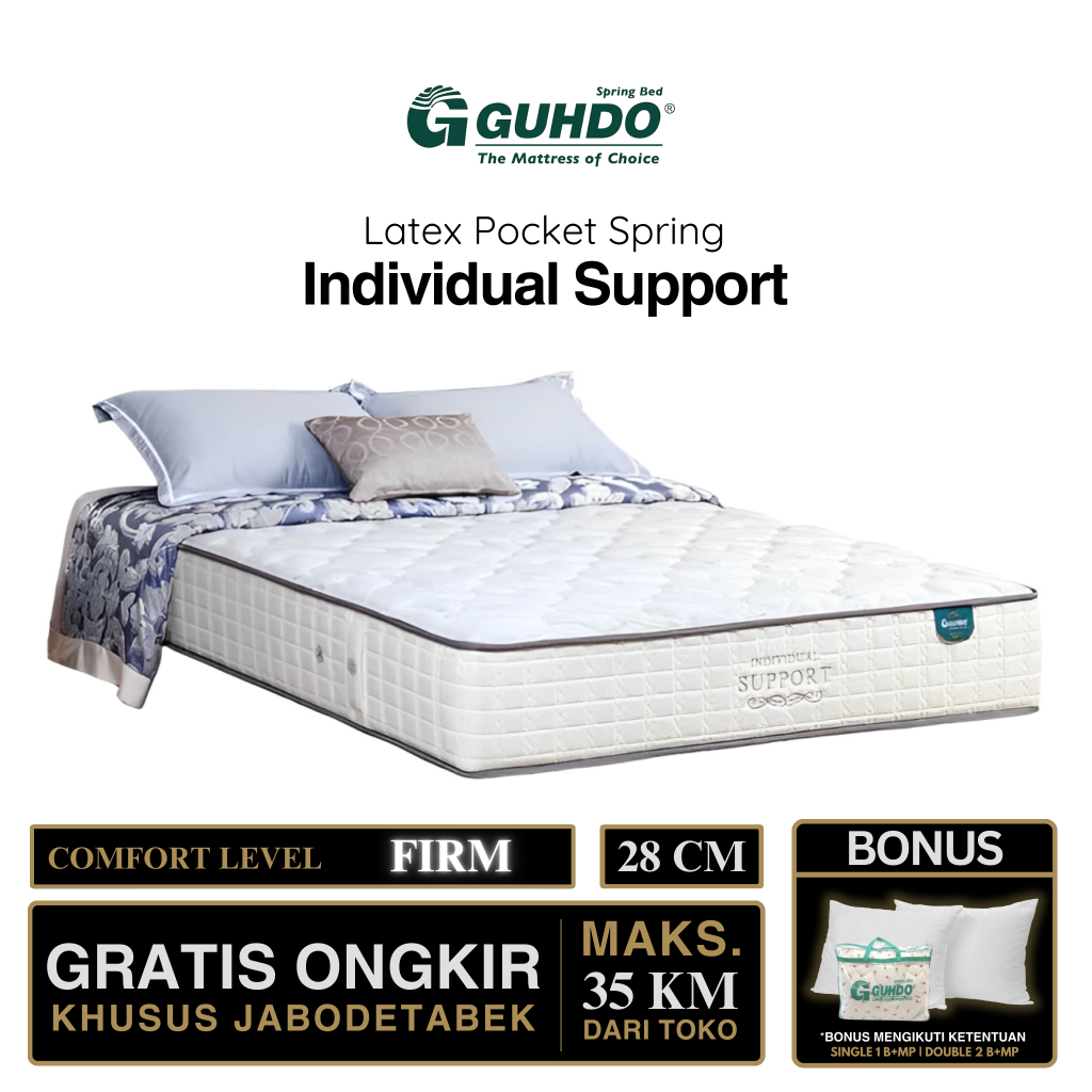 Kasur Springbed Latex Guhdo Individual Support Pocket Spring Lateks Orthopedic Tulang Belakang Pungg
