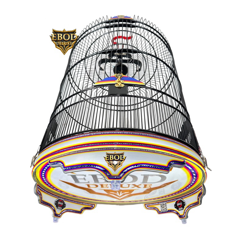 (RUJI FIBER) Sangkar Murai Batu Full Ruji Fiber Ebod Deluxe Akrilik PVC No.2, Water Slide Decal Akri