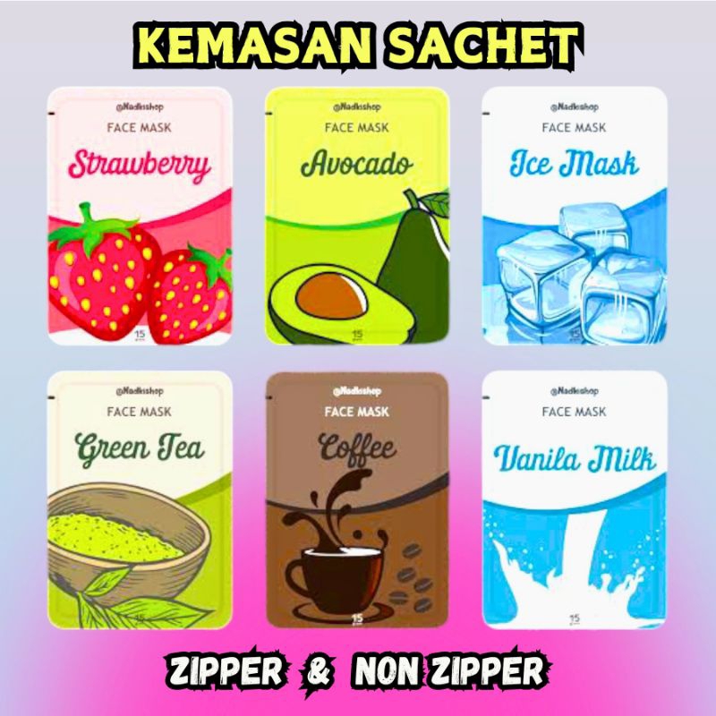 Kemasan Model Sachet Custom Pakai Zipper/Ziplock Dan Tanpa Zipper/Ziplok