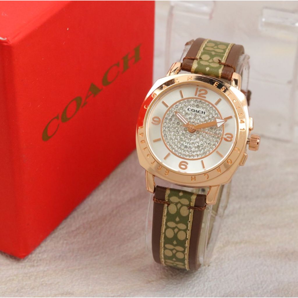 ( BISA COD ) JAM TANGAN WANITA COACH KULIT CNO-3998
