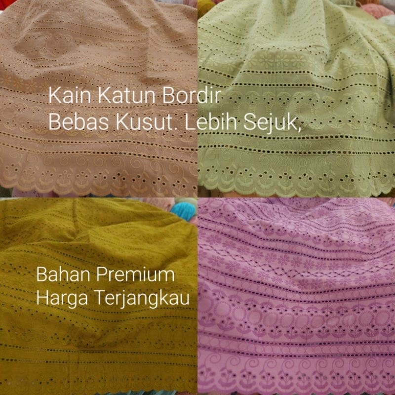 kain katun bordir Premium  - kain katun bordir korea  - kain katun bordir motif bunga - katun bordir