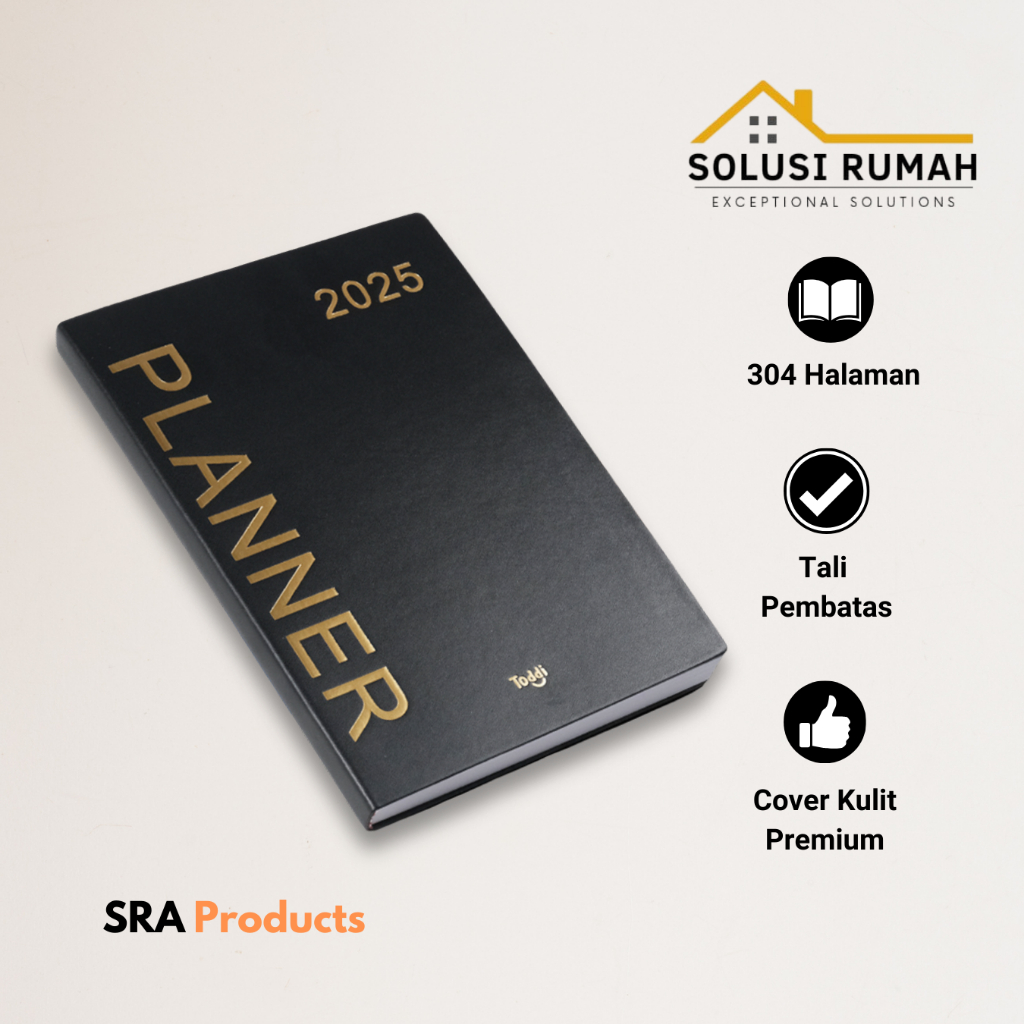 

Buku Agenda Catatan Softcover Monthly Planner 2025 Notebook A5 304 Halaman