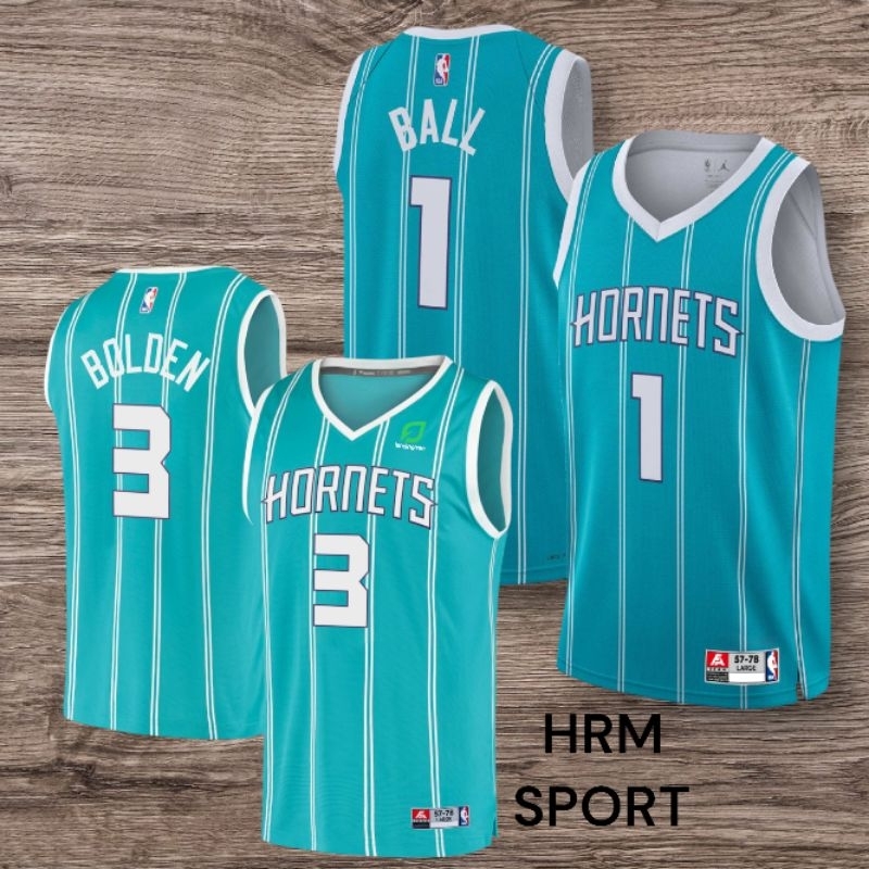 JERSEY BASKET NBA CHARLOTTE  HORNETS LAMELO BALL#1 CHARLOTTE  HORNETS MARQUEZ  BOLDEN#3