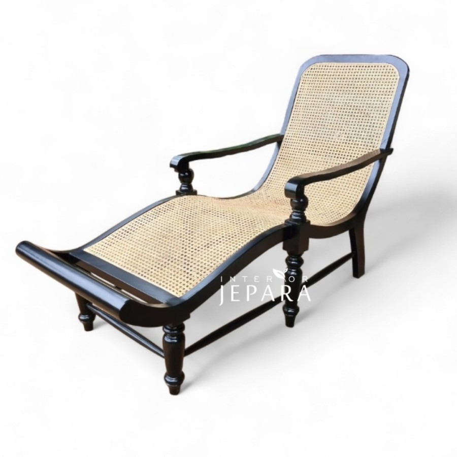 Kursi Malas Kayu Jati Mix Rotan Alami Model Brittanian