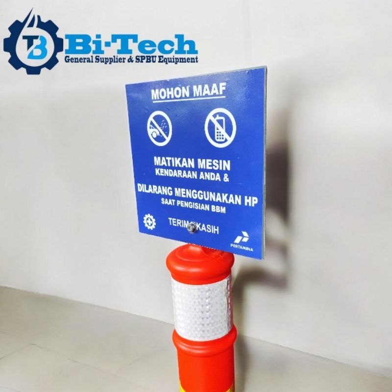 Safety Cone Stick Cone Rambu Stik Pembatas Jalan Antrian Spbu Pertamina Plang Tiang Pembatas Spbu
