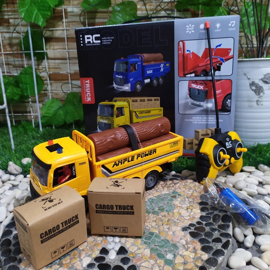 Mainan RC Dump Truck muatan kayu Remote Control - Mobil Truk Pasir Remot Anak Laki batre cas
