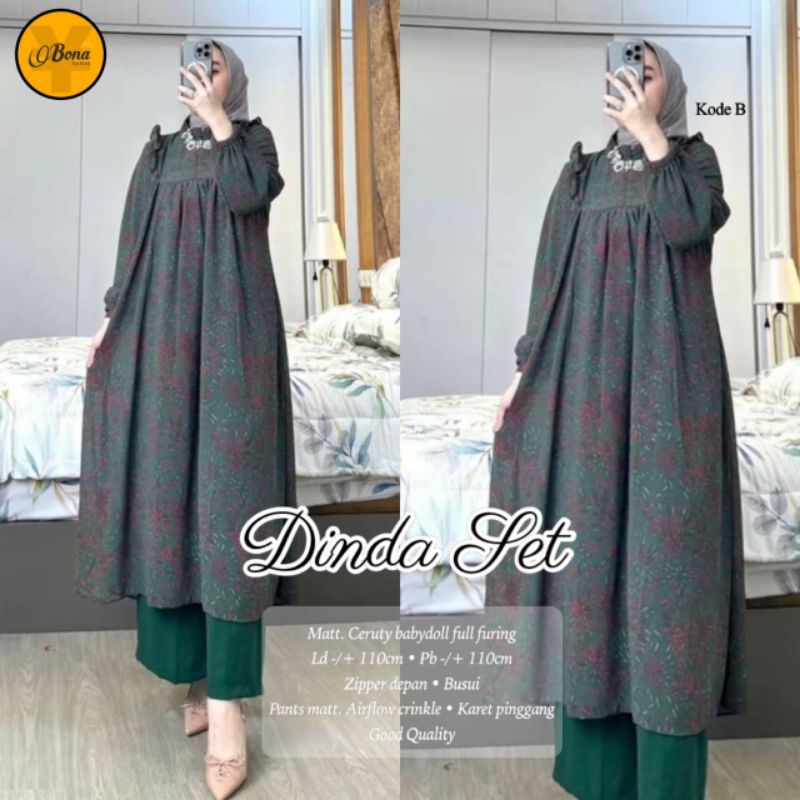 DINDA SET/ SETELAN TUNIK CELANA MOTIF PREMIUM