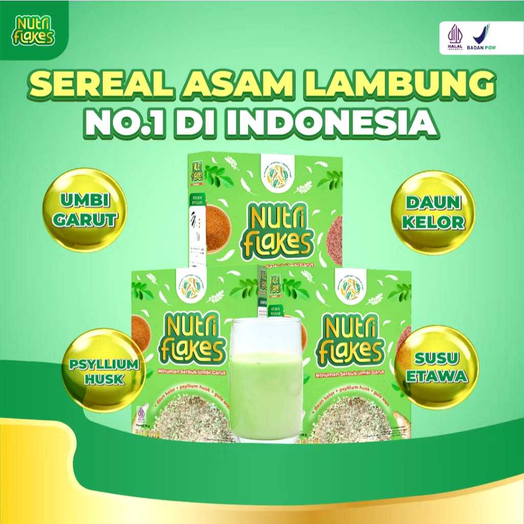 

PROMO 3 BOX - Nutriflakes Sereal Umbi Garut Asam Lambung HALAL MUI