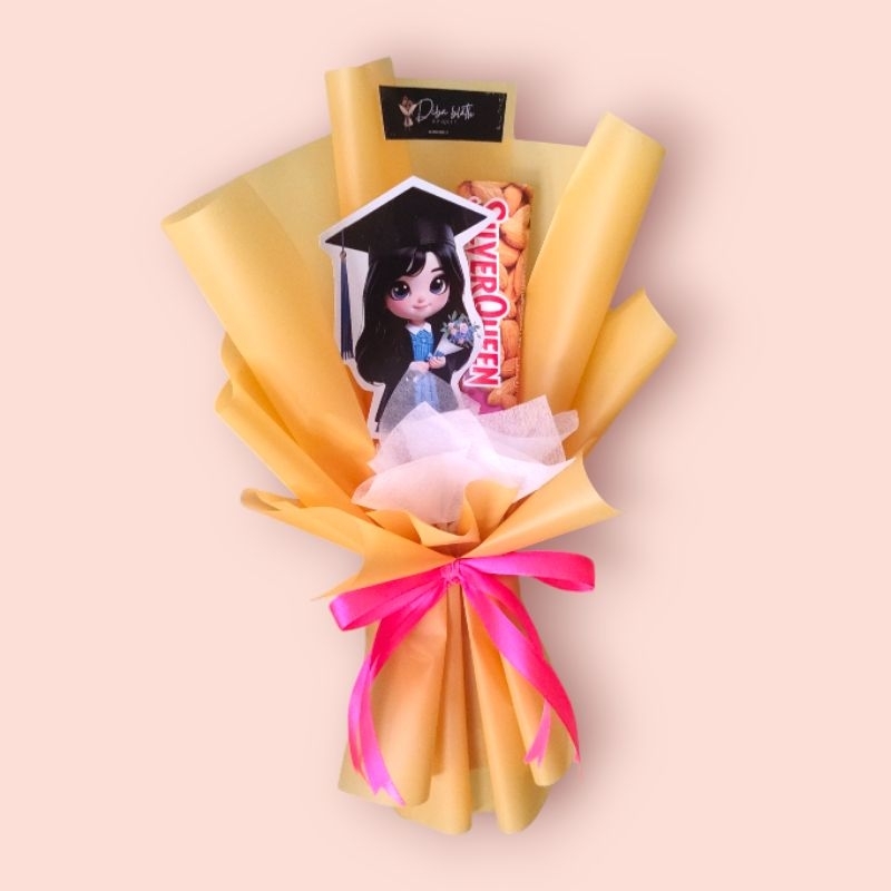 Buket Topper Wisuda Mix Coklat - Buket Wisuda Coklat