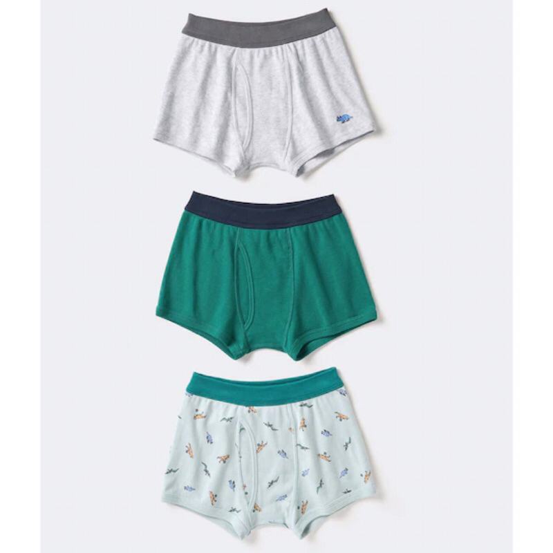 UNIQLO Kids Celana Dalam Boxer Katun Anak Laki-Laki Green 3 Pcs