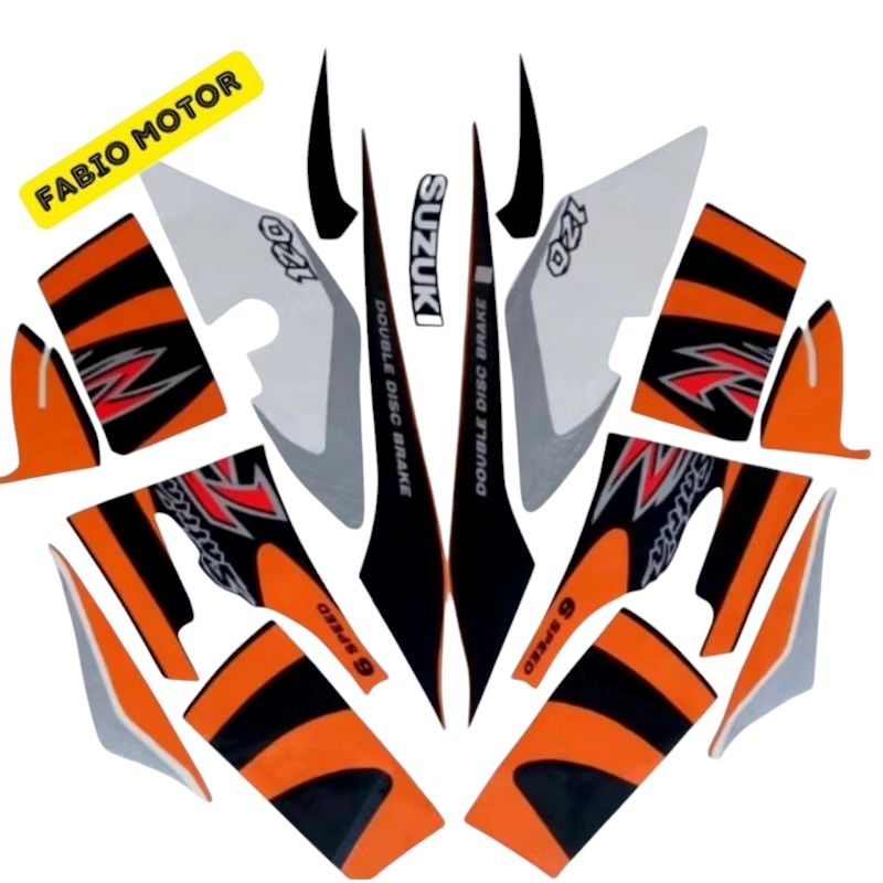 Striping stiker satria r 2002 hitam orange