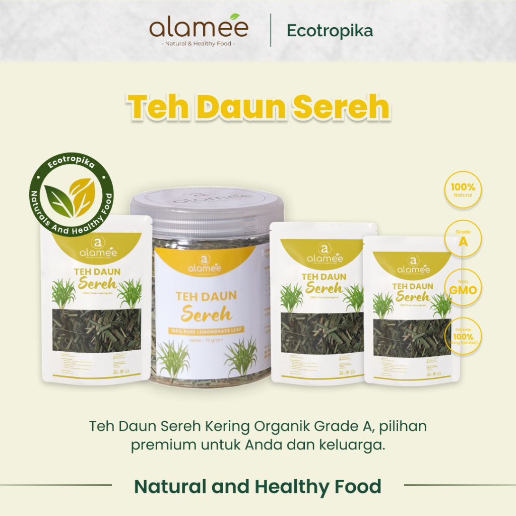 

Alamee Teh Daun Sereh Kering Organik Grade A Lemongrass Leaf Tea Organik Kering Dried