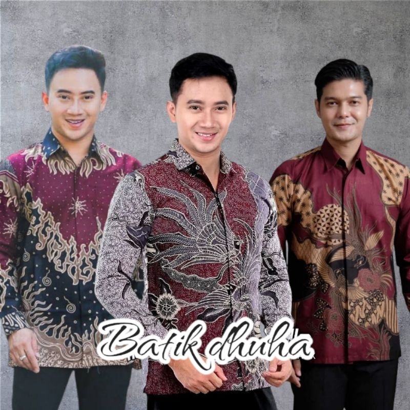 Kemeja Batik Pria Warna Merah Maroon Burgundy / Atasan Batik Pria warna Burgundy