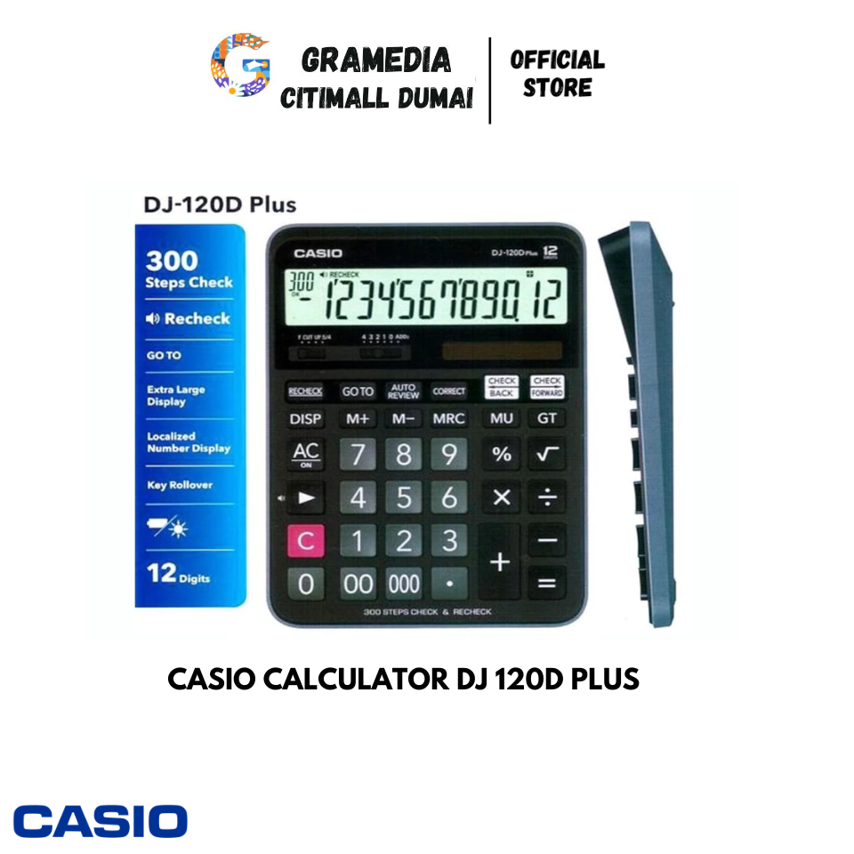 

CASIO CALCULATOR DJ 120D PLUS - Kalkulator Kantor Dagang 12 Digits Check & Recheck (Original) Gramedia Citimall Dumai