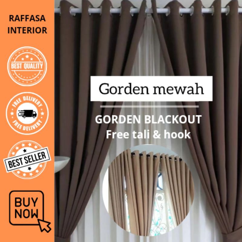 Gorden Blackout Tebal Premium/Gorden Tebal/Gorden Premium/Gorden Mewah Gratis Tali & Hook