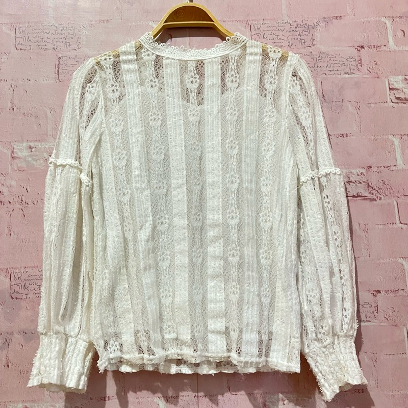 blouse couquet vintage putih lengan balon premium import pakaian wanita blouse wanita import