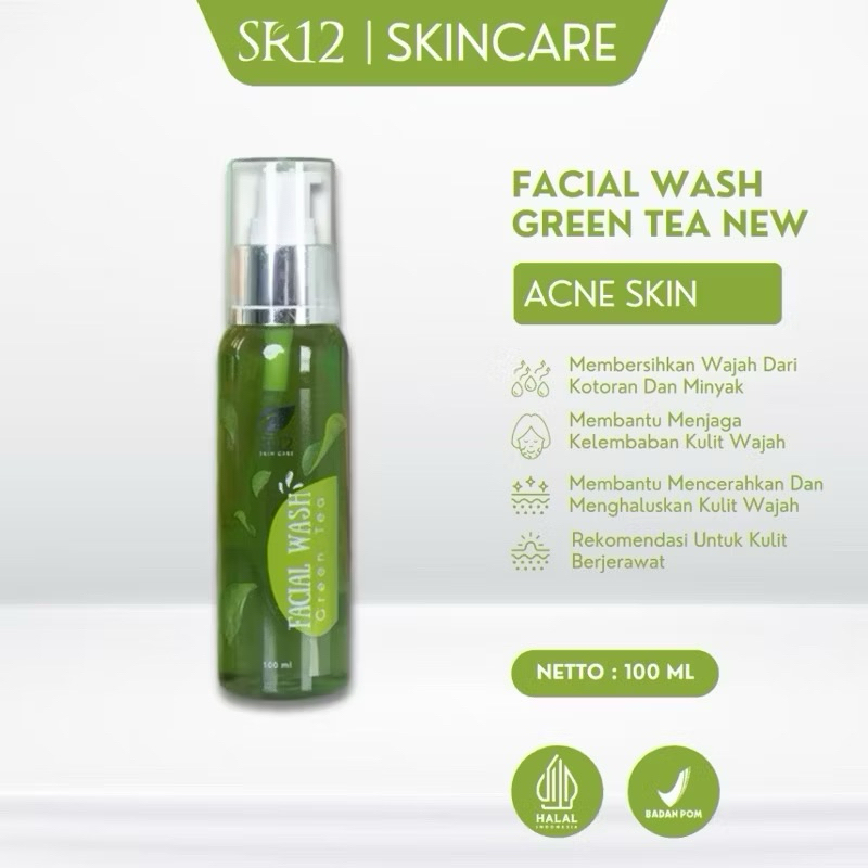 Sabun Wajah Green Tea SR12 Skincare- Facial Wash Pembersih Wajah - Perawatan Sabun Cuci Muka Herbal 