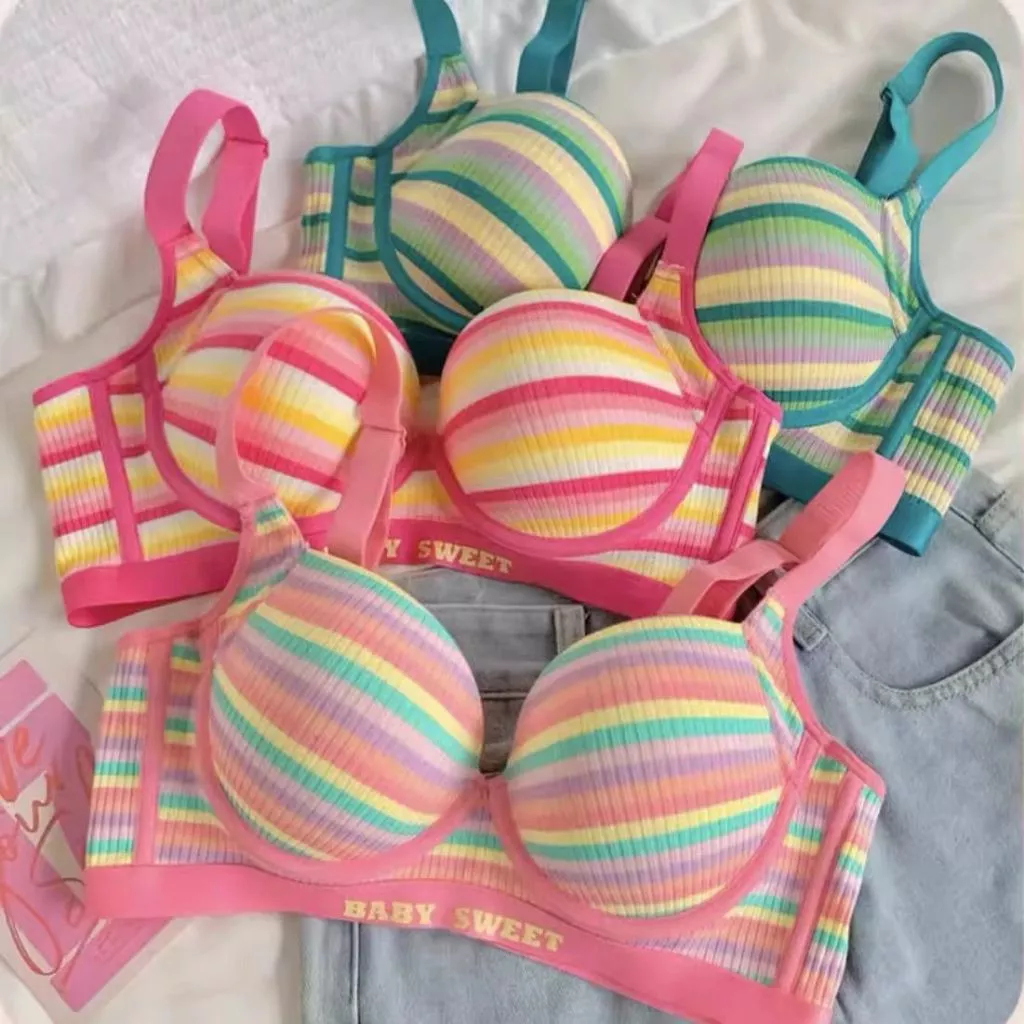 Jasmine 013 Bra BH Set Rainbow Beach Bikini Premium Nyaman ,Non Kawat Bra Wanita Motfil Pelangi Baby