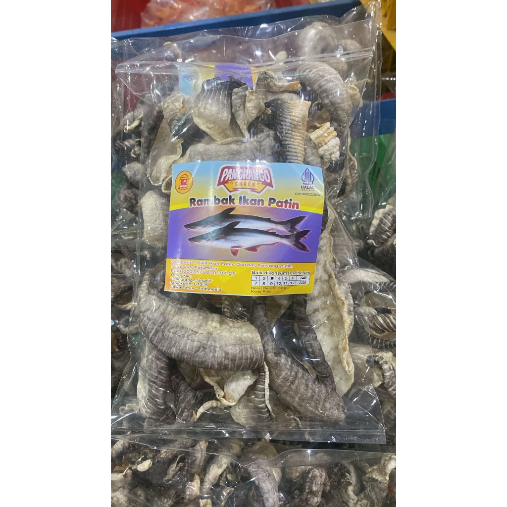 

Snack/Cemilan/Makanan Ringan Rambak Ikan Patin 65 gr