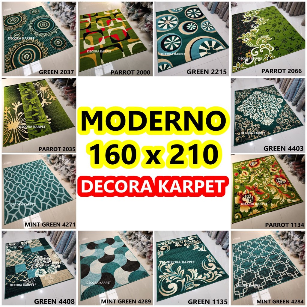 DECORA Karpet Permadani MODERNO Ukuran Standar 160 x 210 cm Green Hijau