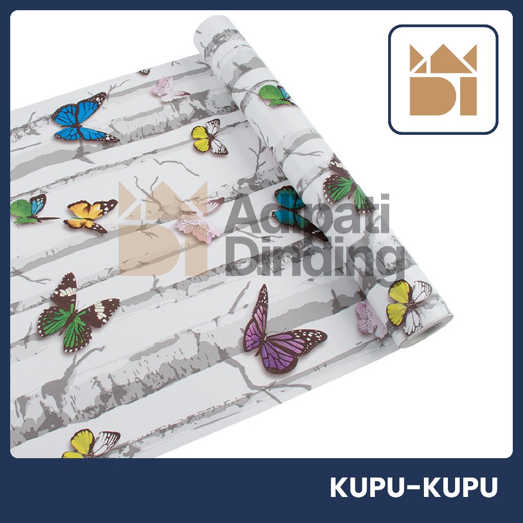 COD (BAYAR DI TEMPAT) TERMURAH Wallpaper Stiker Dinding Motif Kupu-Kupu Ukuran 45 Cm x 7,5-8,5 Meter