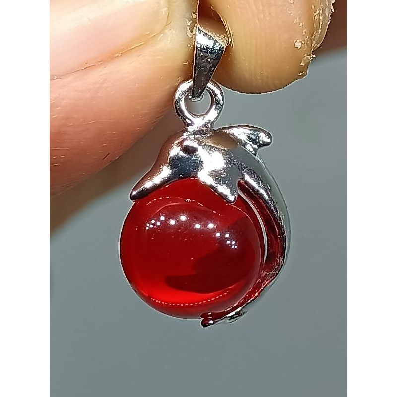 Liontin Bandul Batu Merah Siam , Bentuk Bulat / Bundar