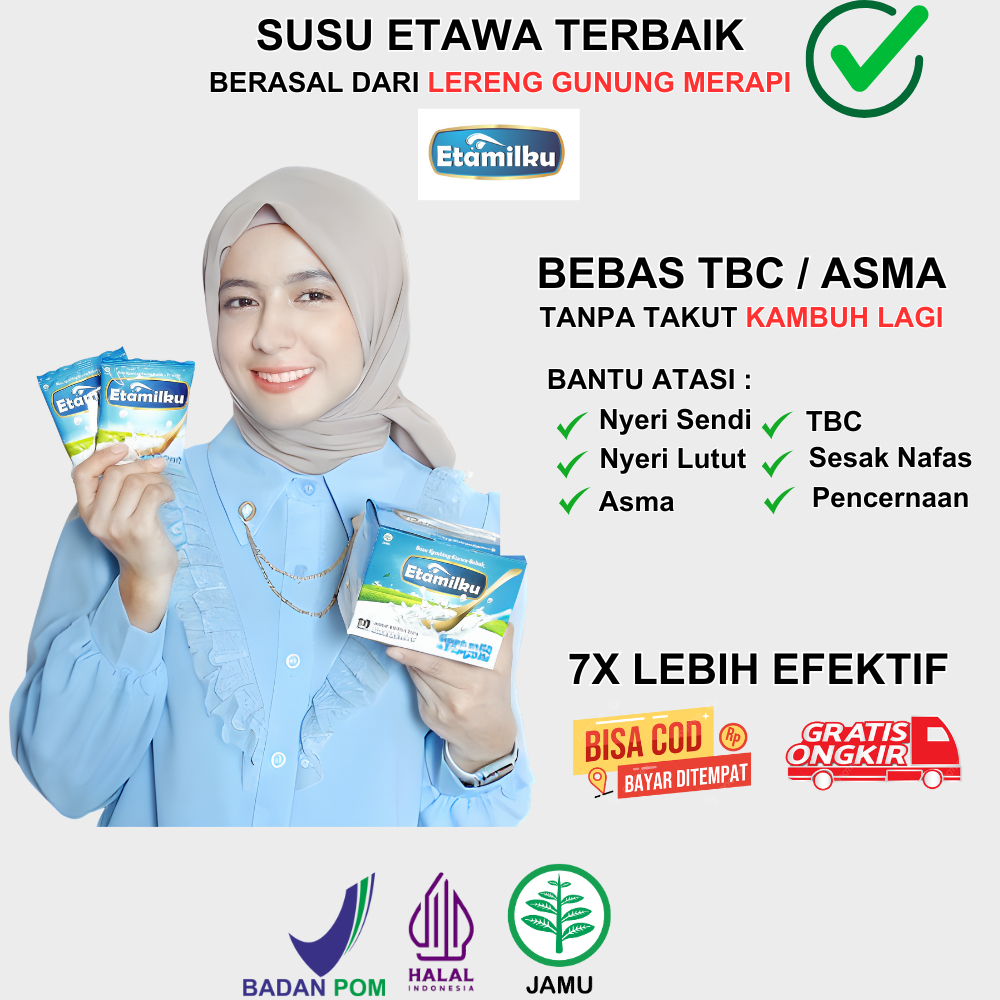 

ETAMILKU - Susu Kambing ETAMILKU Goat Milk Plus Propolis Beepollen Madu Original | Untuk Nyeri Sendi, Asam Urat, Sesak Nafas, Asma TBC