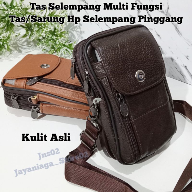 Tas Selempang Kulit Multi Fungsi/Tas Selempang Bahu/Sarung Hp Selempang/Tas Hp Pinggang Kulit Asli