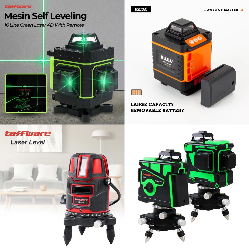 [EZ] laser level bangunan waterpass laser keramik Laser level leveling 4d 16 line digital meteran la