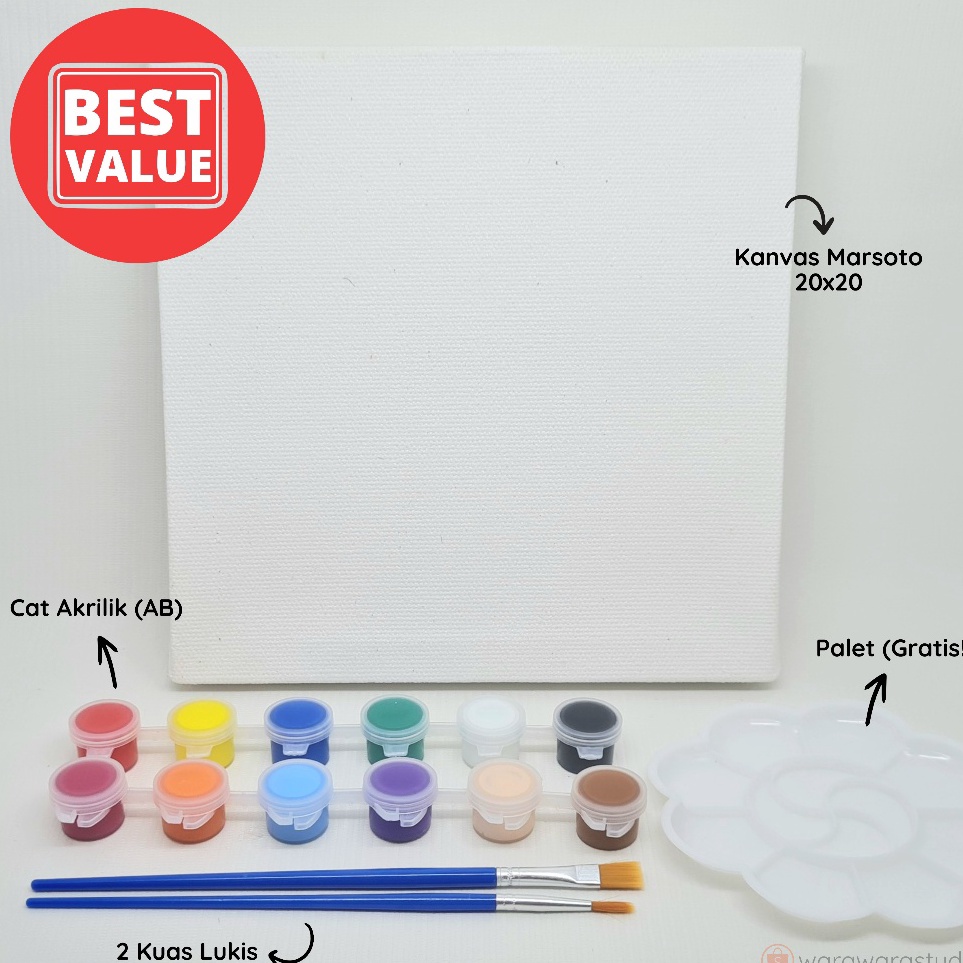 

Good Sale Paket Melukis Painting Kit Lengkap Hemat Kanvas 2x2 Cat Akrilik Palet Kuas BEST VALUE