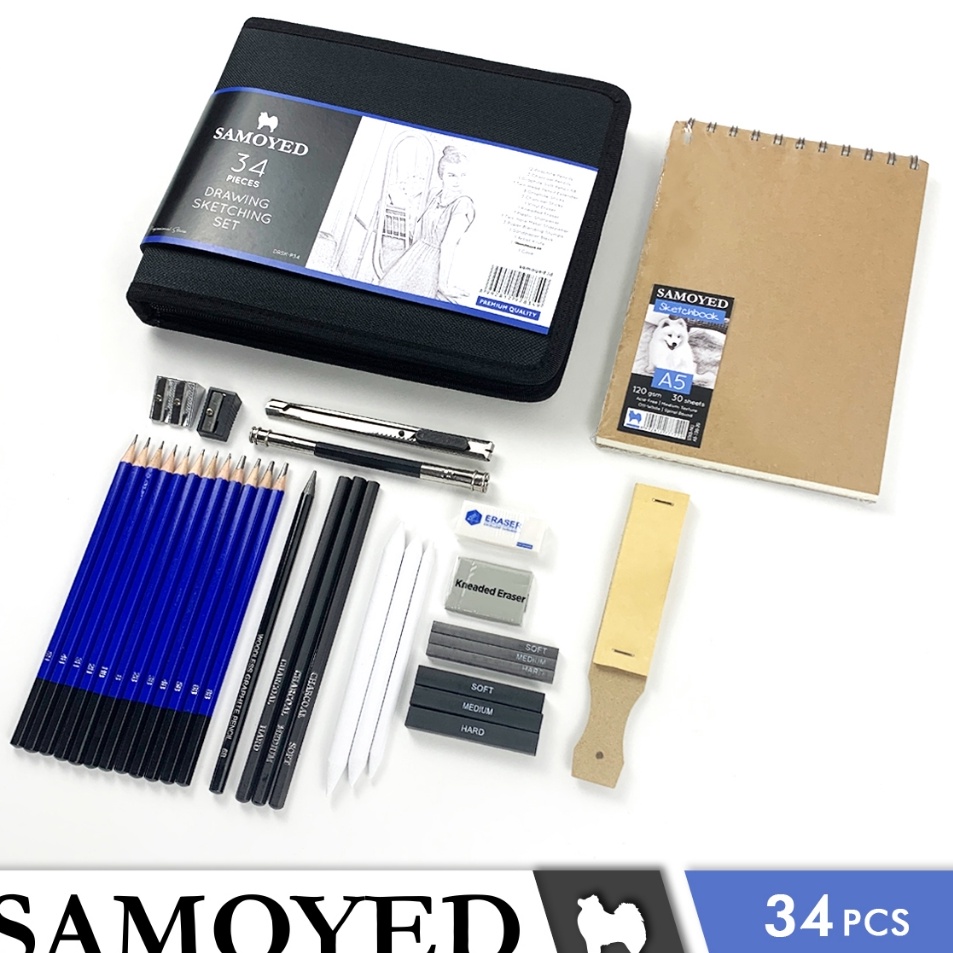 

Model Terbatas Peralatan Pensil Gambar Sketsa Professional Drawing Sketching Set Samoyed DRSKP34