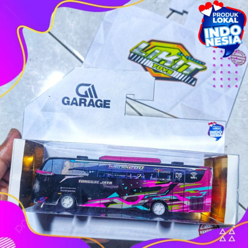 MINIATUR BIS BLACK PINK JET BUS 5 SKALA 1/87 PO TUNGGAL JAYA | MAINAN DIECAST BUS BASURI BUKAN HOT W