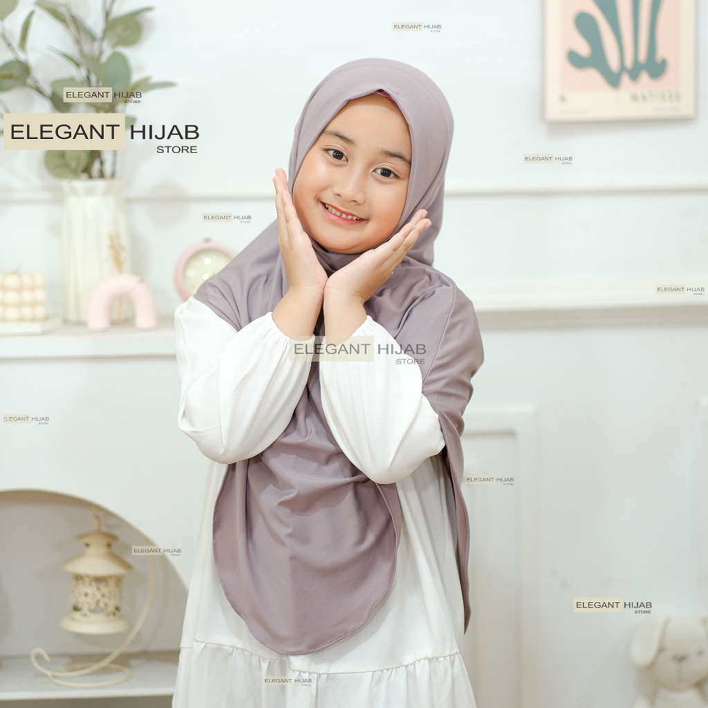 Hijab Instan Jiisoo Anak Sekolah I Kerudung Instan Shireen Anak I Jilbab Anak Oval Putar syar'i Jers