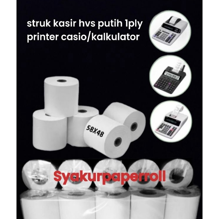 

Flash Voucher Kertas struk kasir HVS 58x48mm paket 1 pcs struk HVS 1Ply printer kalkulator 58mm