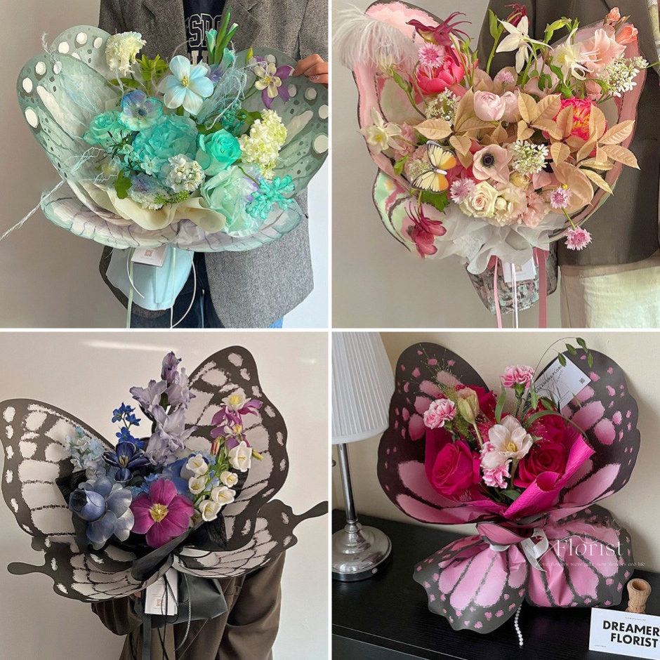 

New Product READY2PCS Karangan Bunga Kupukupu Bentuk Kertas Kemasan Kertas Kertas Buket Bunga FlowerKertas Buket Korea Bunga Flower