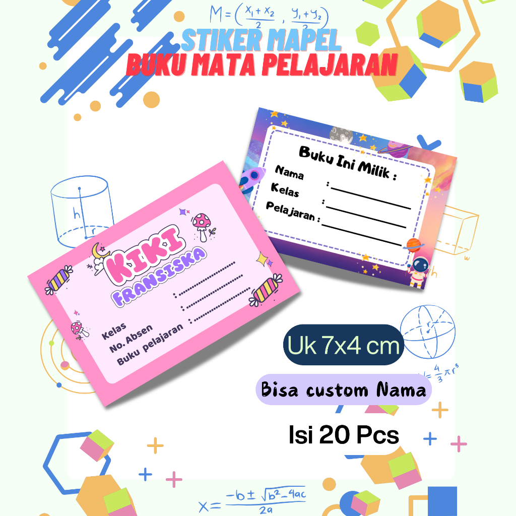 

Sticker Mapel Edukasi Anak untuk Belajar Matematika, IPA, dan Bahasa Indonesia-Isi 20 Stiker Mapel Bisa Custom Nama