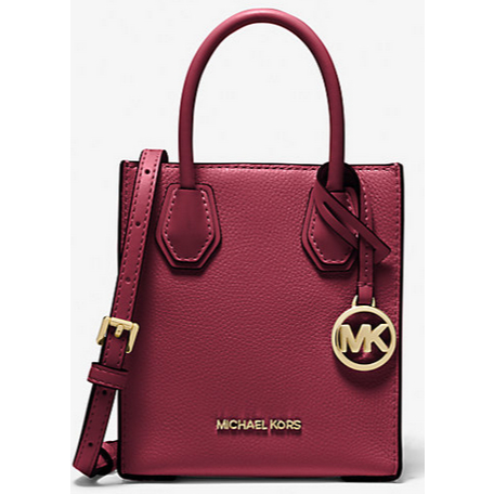 Tas Crossbody MK mercer in Maroon Size Extra Small Pebbled Leather