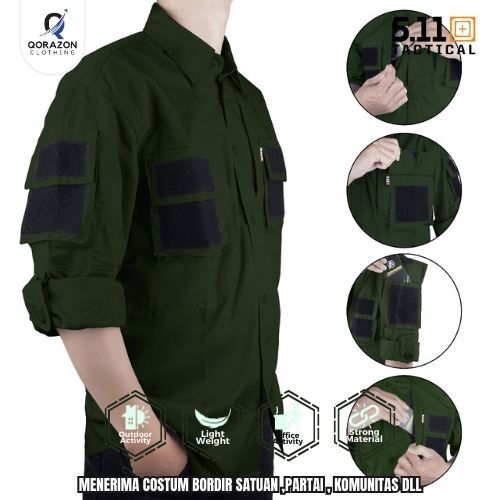 Kemeja Tactical Velkro Original Army Lengan Panjang Baju Kantor Lapangan Reskrim Outdoor Activities