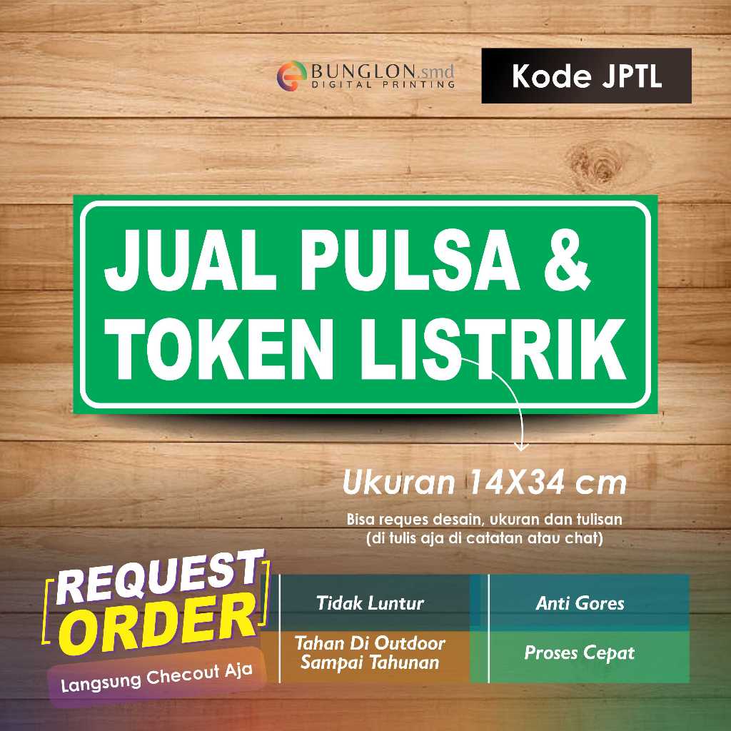 

STIKER JUAL PULSA DAN TOKEN LISTRIK + LAMINASI KODE JPTL HIJAU